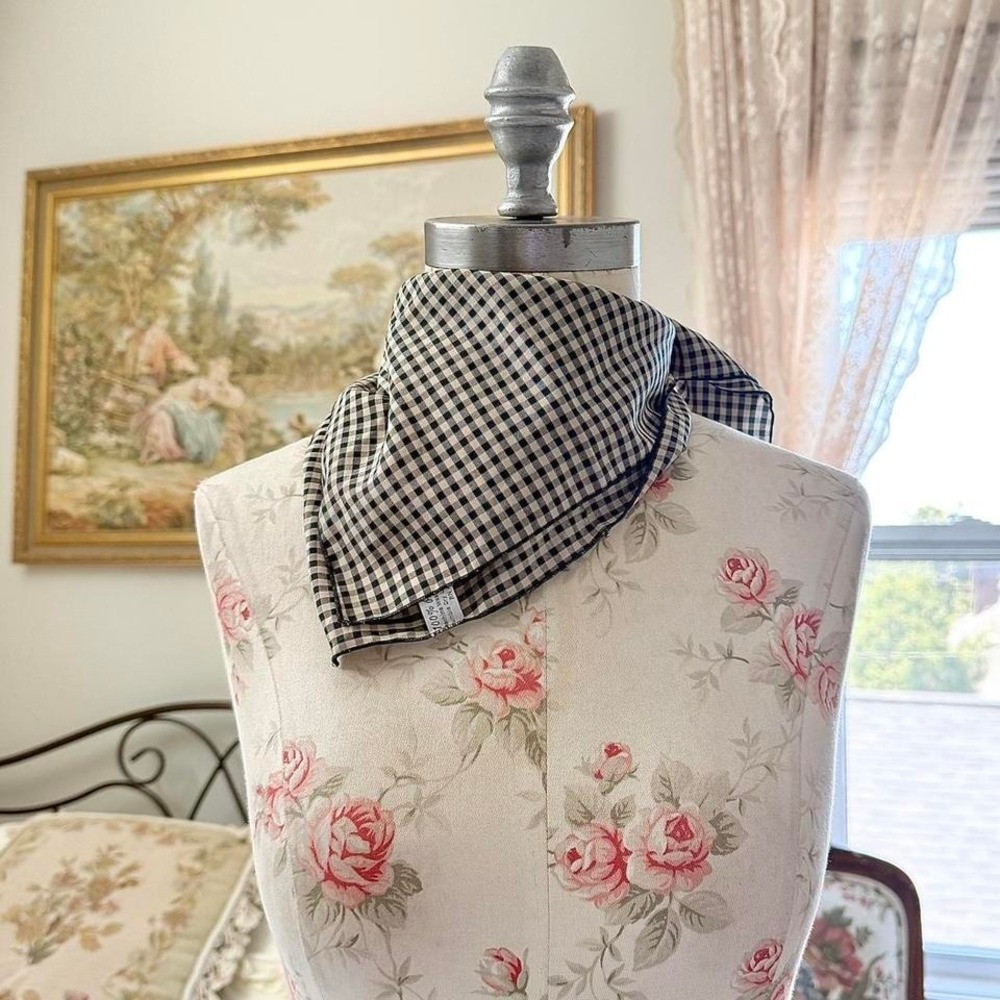 gingham bandana scarf 60s black gingham bandana scarf